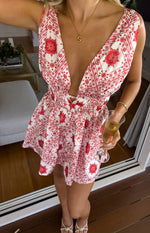 Genovia Red Tile Print Mini Dress