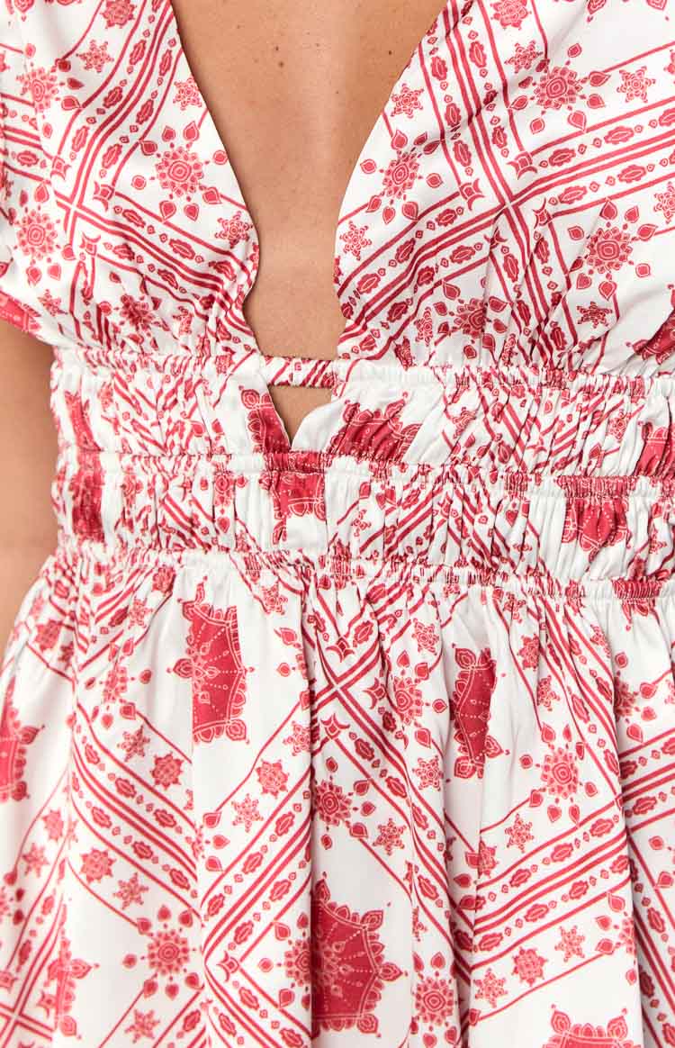 Genovia Red Tile Print Mini Dress