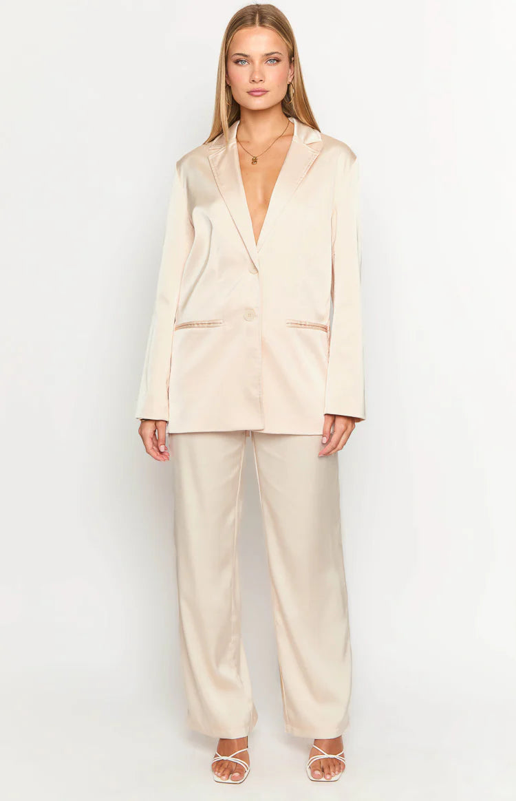 Galantis Cream Satin Blazer