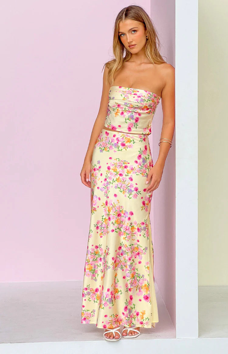 Genevieve Yellow Bloom Maxi Skirt