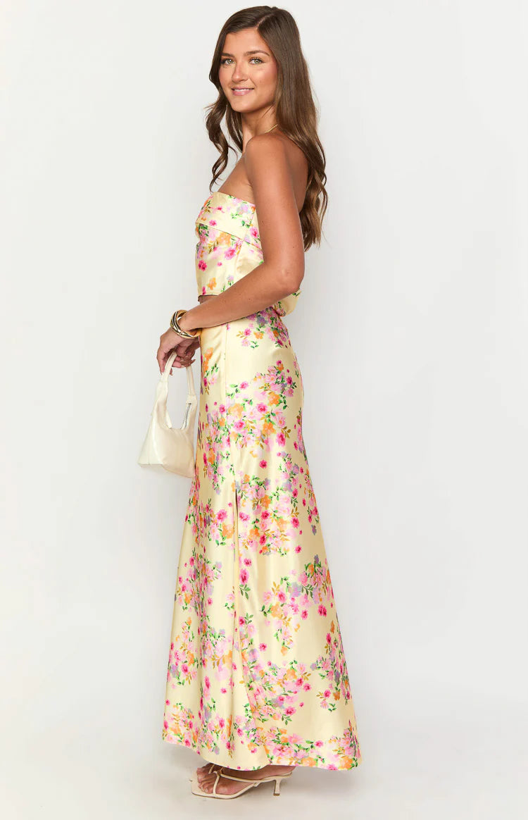 Genevieve Yellow Bloom Maxi Skirt