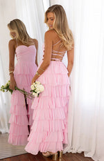Georgie Pink Ruffle Maxi Dress