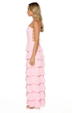 Georgie Pink Ruffle Maxi Dress