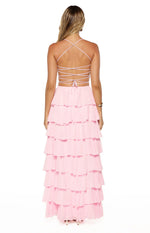 Georgie Pink Ruffle Maxi Dress