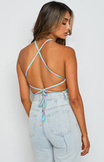 Georgie Blue Check Halter Top Image