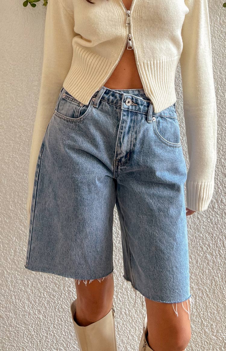 Denim jorts best sale