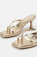 Girls Night Gold Strap Kitten Heels