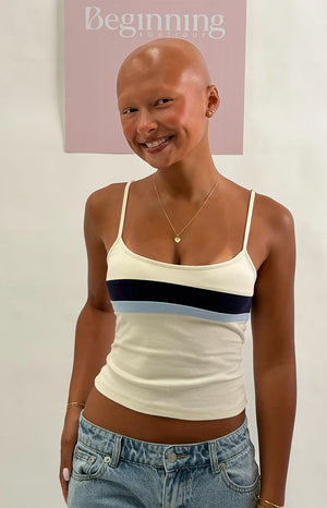 Leya White Contrast Stripe Singlet