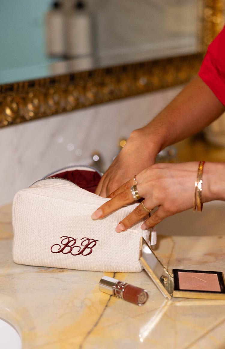 Glow Time White Embroidered Makeup Bag (FREE over $220) Image