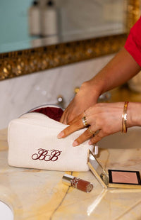 Glow Time White Embroidered Makeup Bag (FREE over $220)