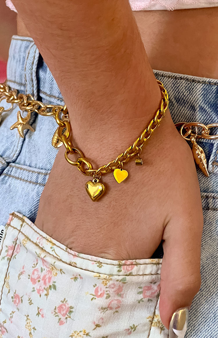 Gold Heart Chain Bracelet Image