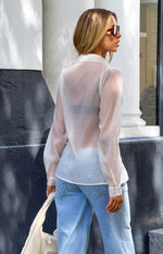Goldie Cream Sheer Button Through Shirt