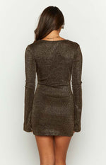 Good Energy Bronze Long Sleeve Mini Dress Image
