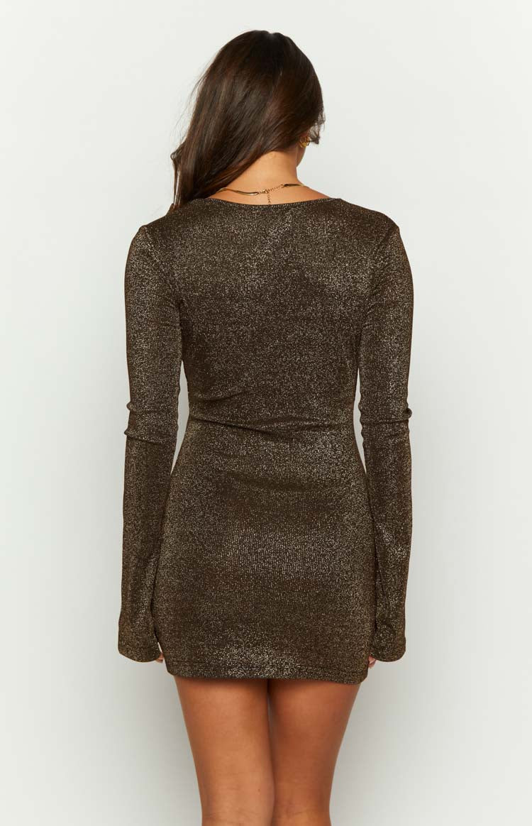 Good Energy Bronze Long Sleeve Mini Dress Image