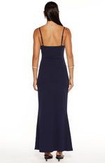 Gracy Navy Crepe Formal Maxi Dress Image