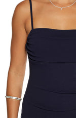 Gracy Navy Crepe Formal Maxi Dress Image