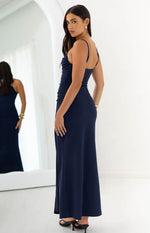Gracy Navy Crepe Formal Maxi Dress Image