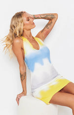 Graffiti Halter Mini Dress Yellow