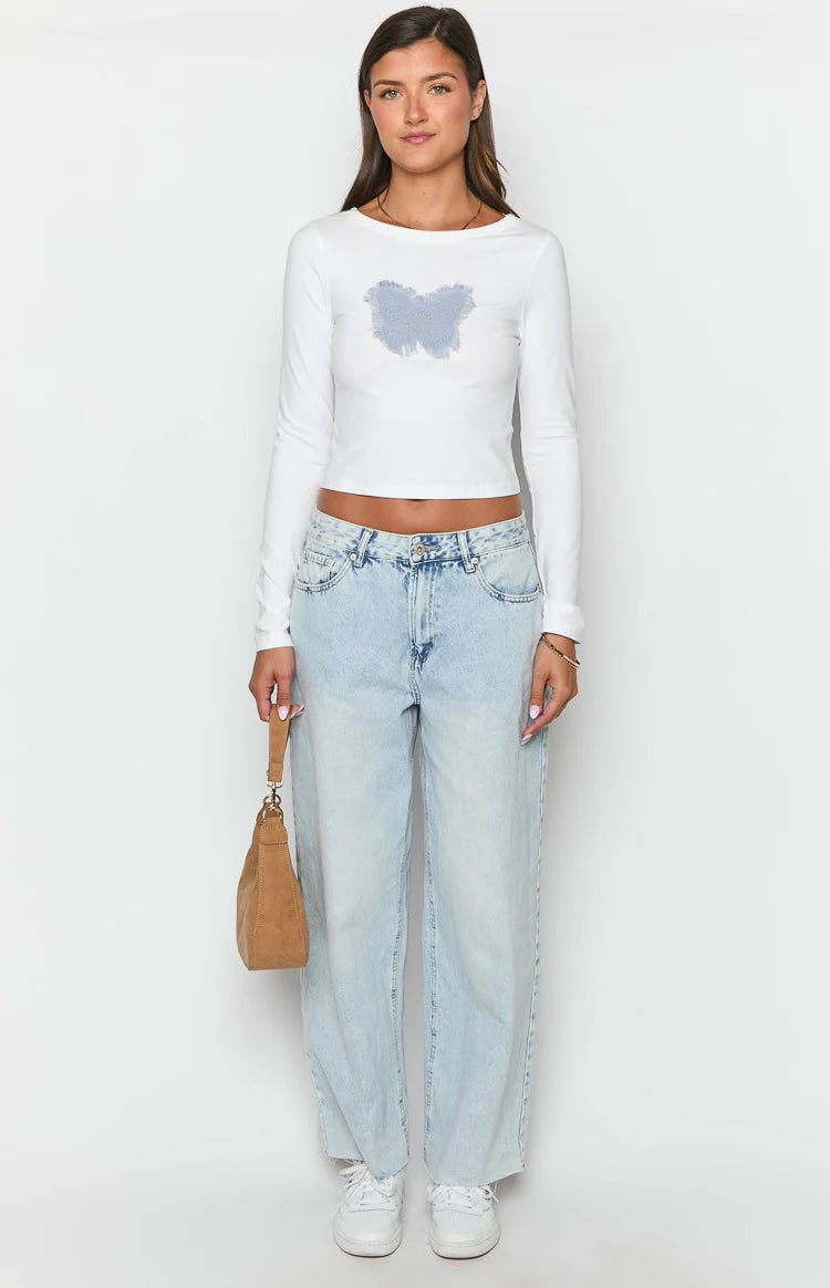 Harmonie White Long Sleeve Top