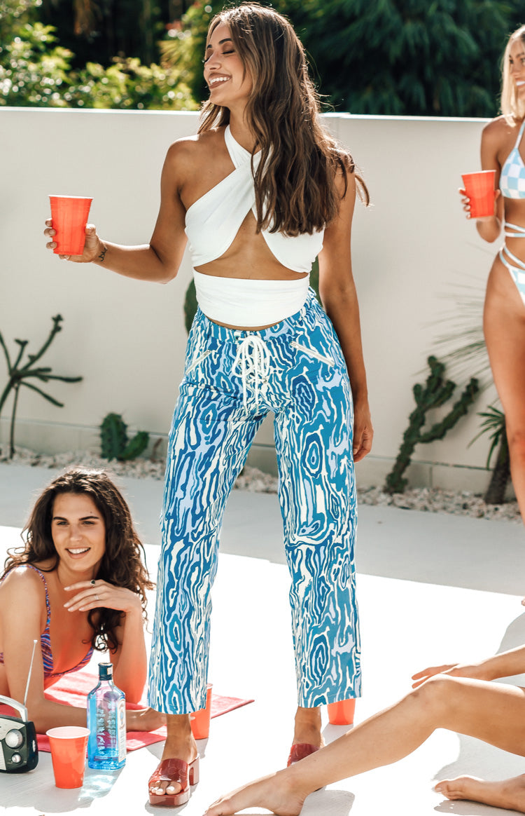 Havana Lace Up Pants Blue Image