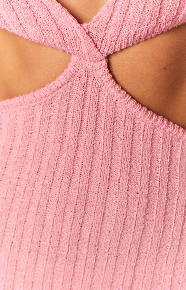 Hallie Pink Knit Cut Out Midi Dress Image