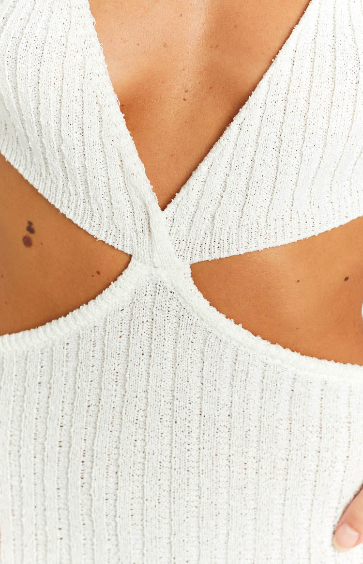 Hallie White Knit Cut Out Midi Dress Image