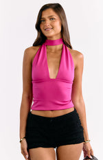 Harlow Hot Pink Halter Top Image