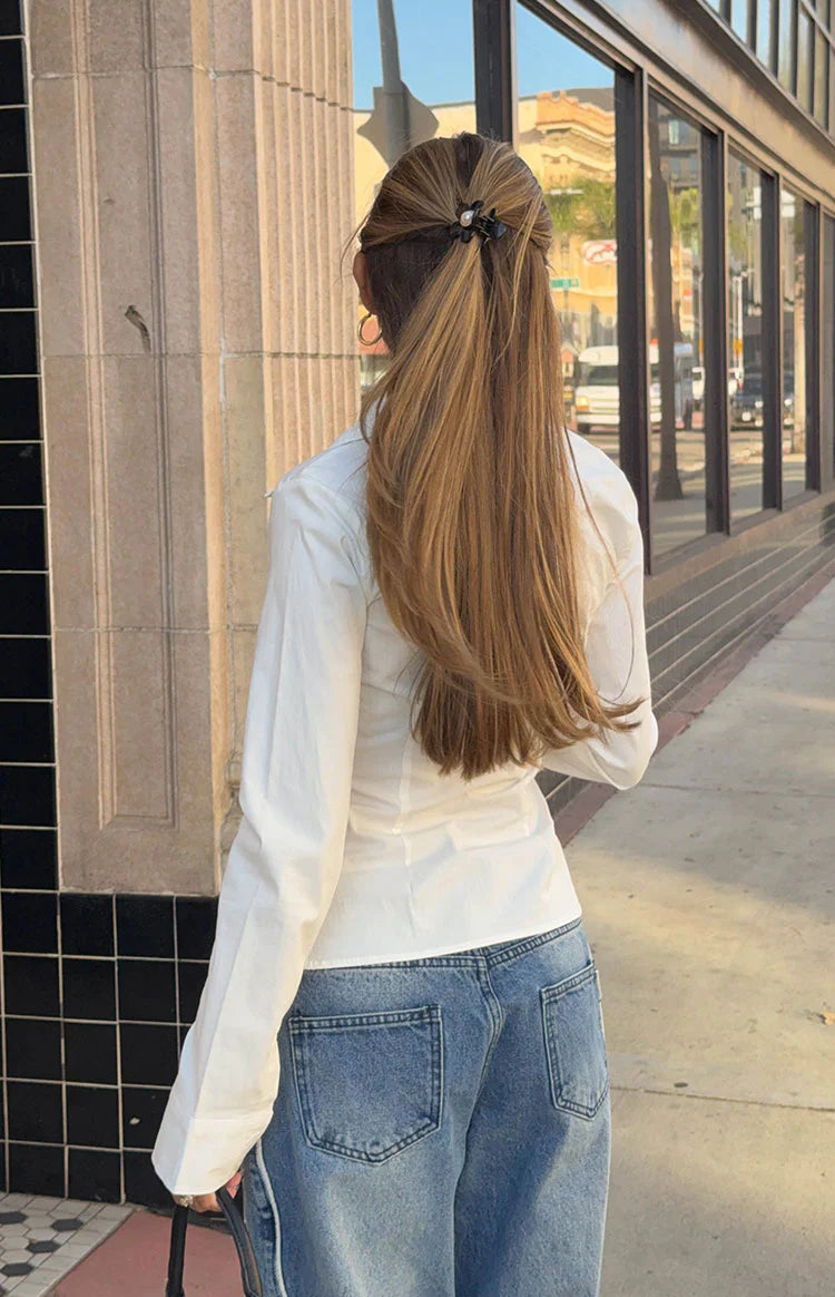 Helen White Fitted Long Sleeve Shirt