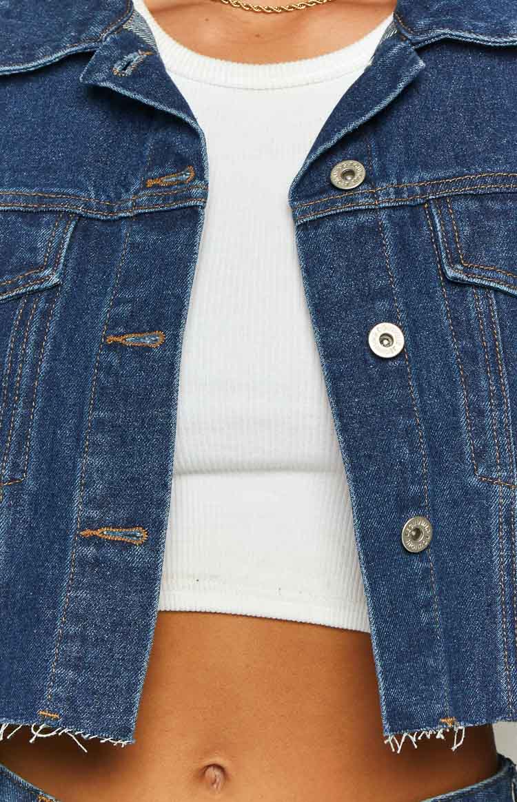 Helena Dark Wash Denim Cropped Jacket Image