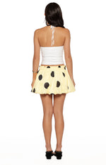 Henrietta Yellow Polka Dot Bubble Hem Mini Skirt