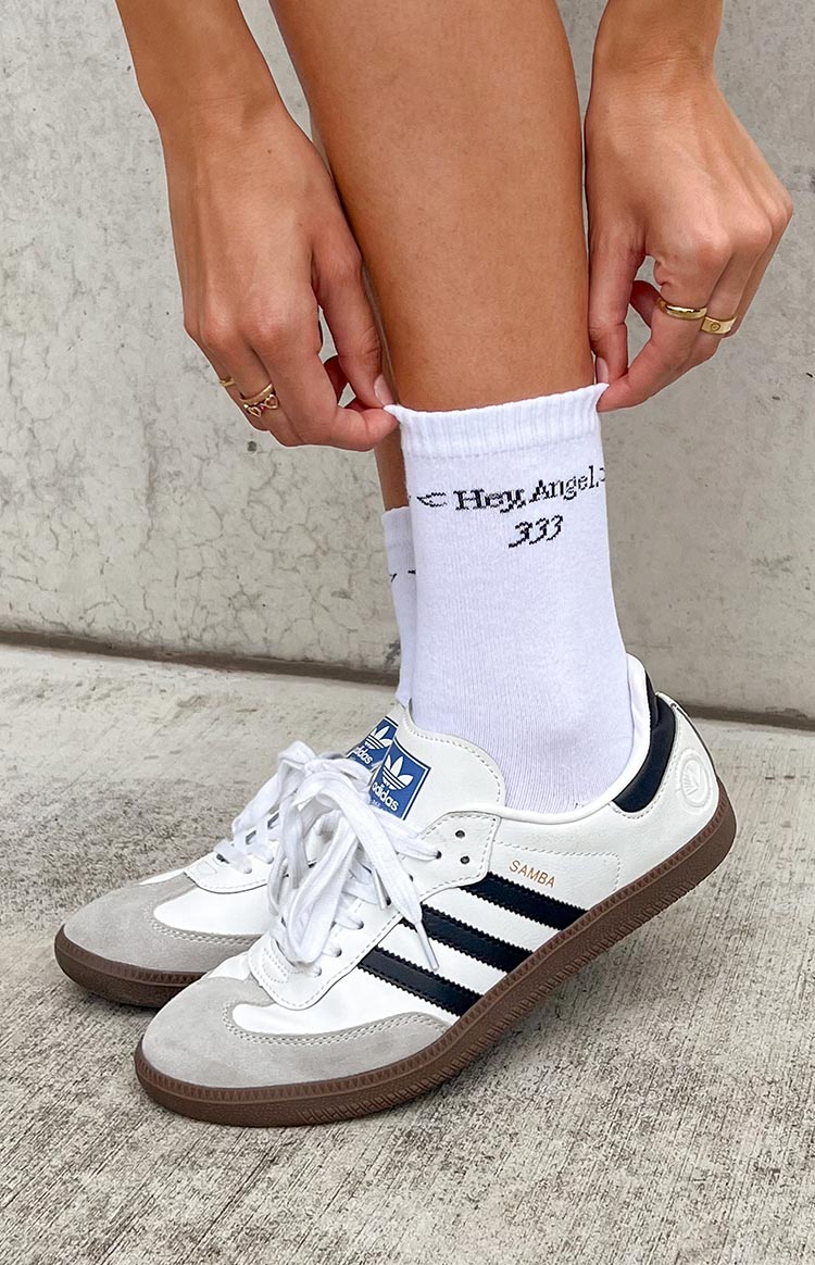 Hey Angel White Crew Socks Image