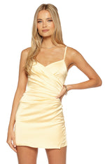 Higher Ground Yellow Ruched Party Mini Dress Image