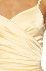 Higher Ground Yellow Ruched Party Mini Dress
