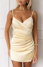 Higher Ground Yellow Ruched Party Mini Dress Image