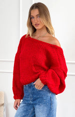 Holiday Red Tie Up Knit Cardigan