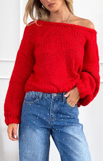 Holiday Red Tie Up Knit Cardigan