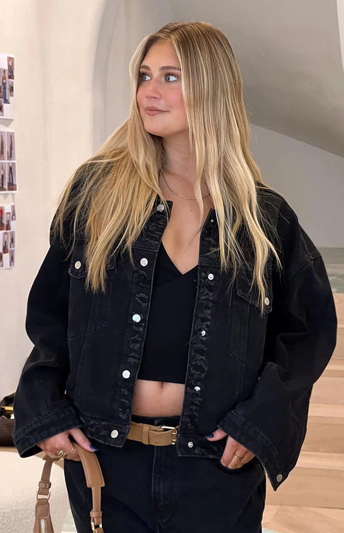 Hugo Black Oversized Denim Jacket | Beginning Boutique NZ