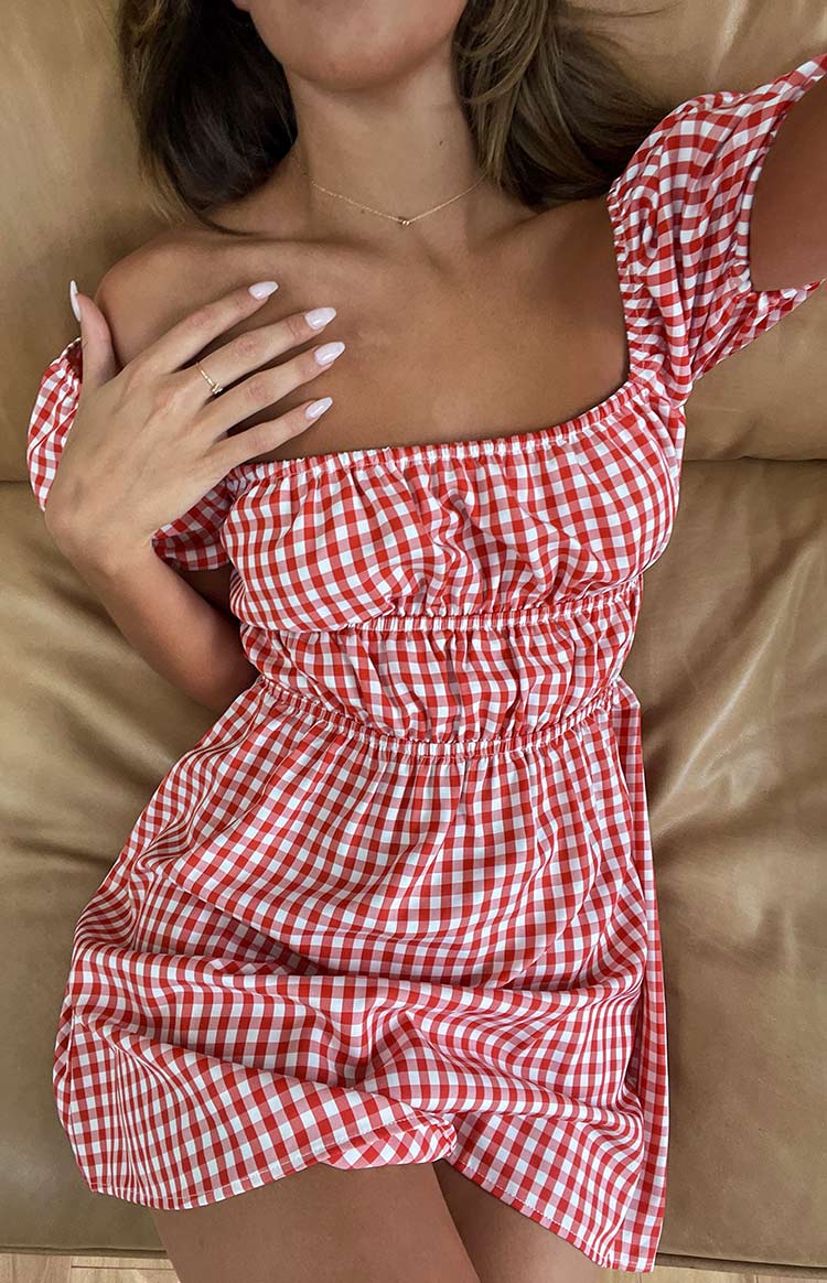 I'm Yours Red Gingham Mini Dress Image