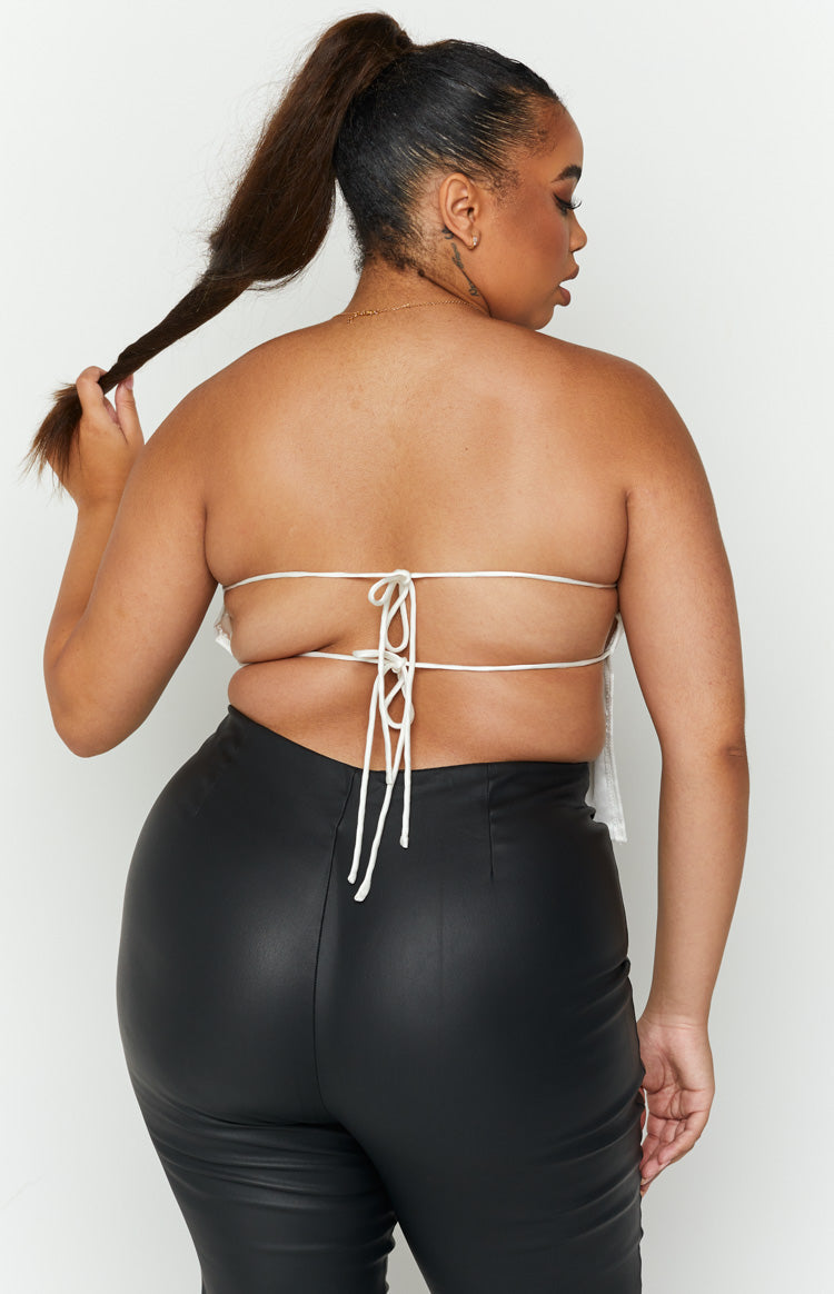 Ibiza White Satin Strapless Top