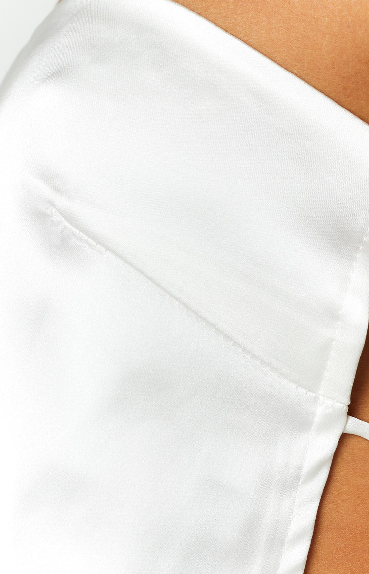 Ibiza White Satin Strapless Top