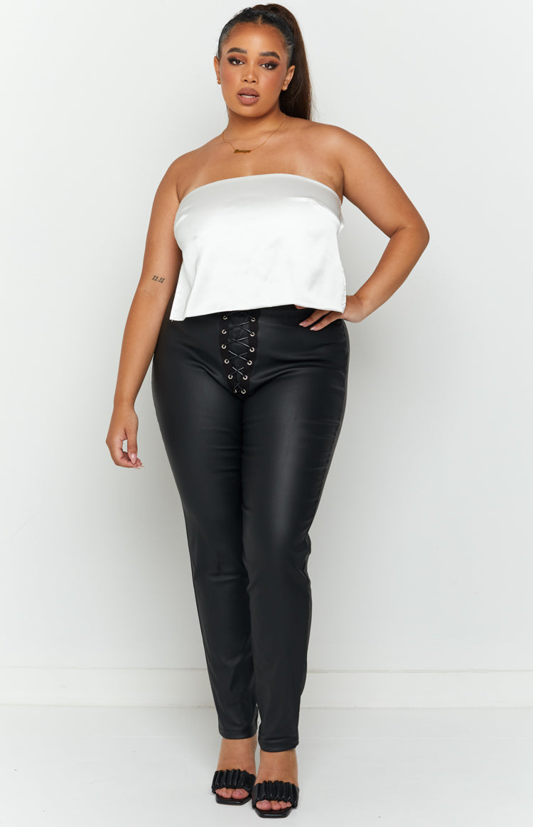 Ibiza White Satin Strapless Top