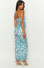 Imogen Blue Floral Strapless Maxi Dress