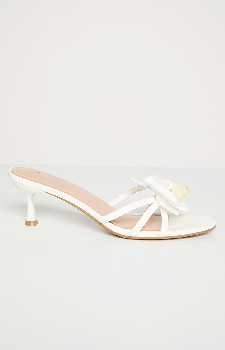 In Bloom White Floral Kitten Heels Image