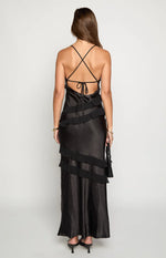 Inara Black Ruffle Maxi Dress