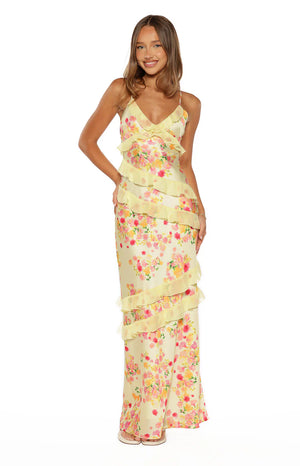 Inara Yellow Bloom Ruffle Maxi Dress - PRE ORDER