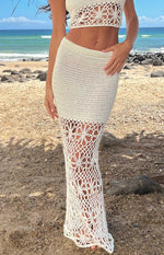 Indio White Crochet Maxi Skirt