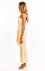 Isaiah Cream Strapless Mesh Maxi Dress
