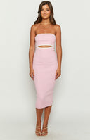 Isobel Pink Strapless Midi Dress