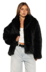 It Girl Black Faux Fur Jacket - PRE ORDER