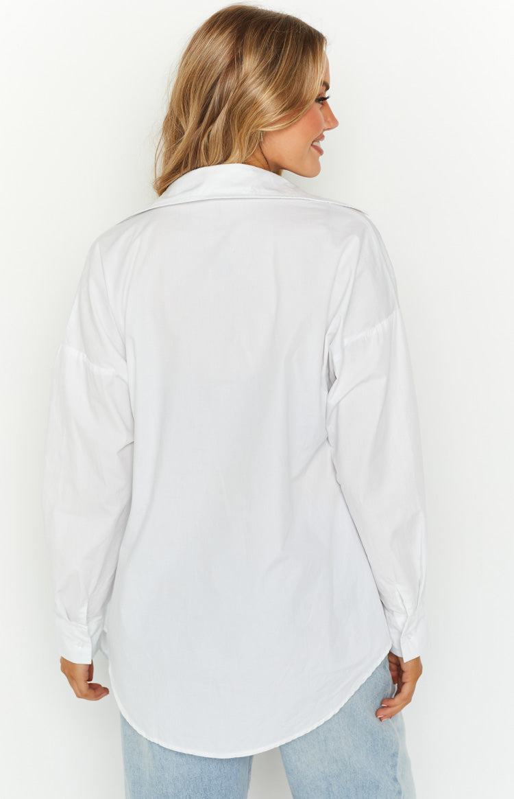 Ivaliah White Oversized Button Up Shirt Image